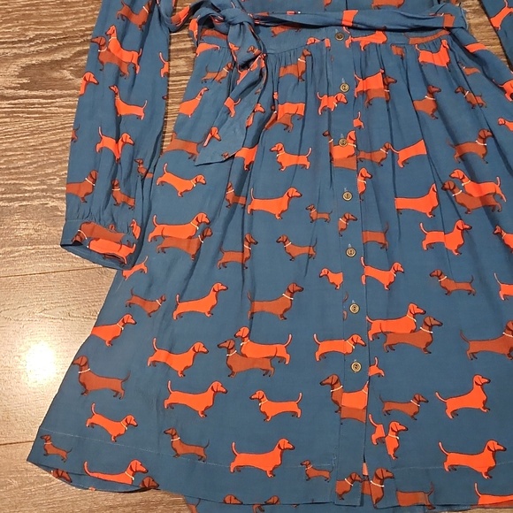 ❤️ ANTHROPOLOGIE CONVERSATIONS HAUTE DACHSHUND A-LINE SHIRT DRESS, 2 - Picture 7 of 16